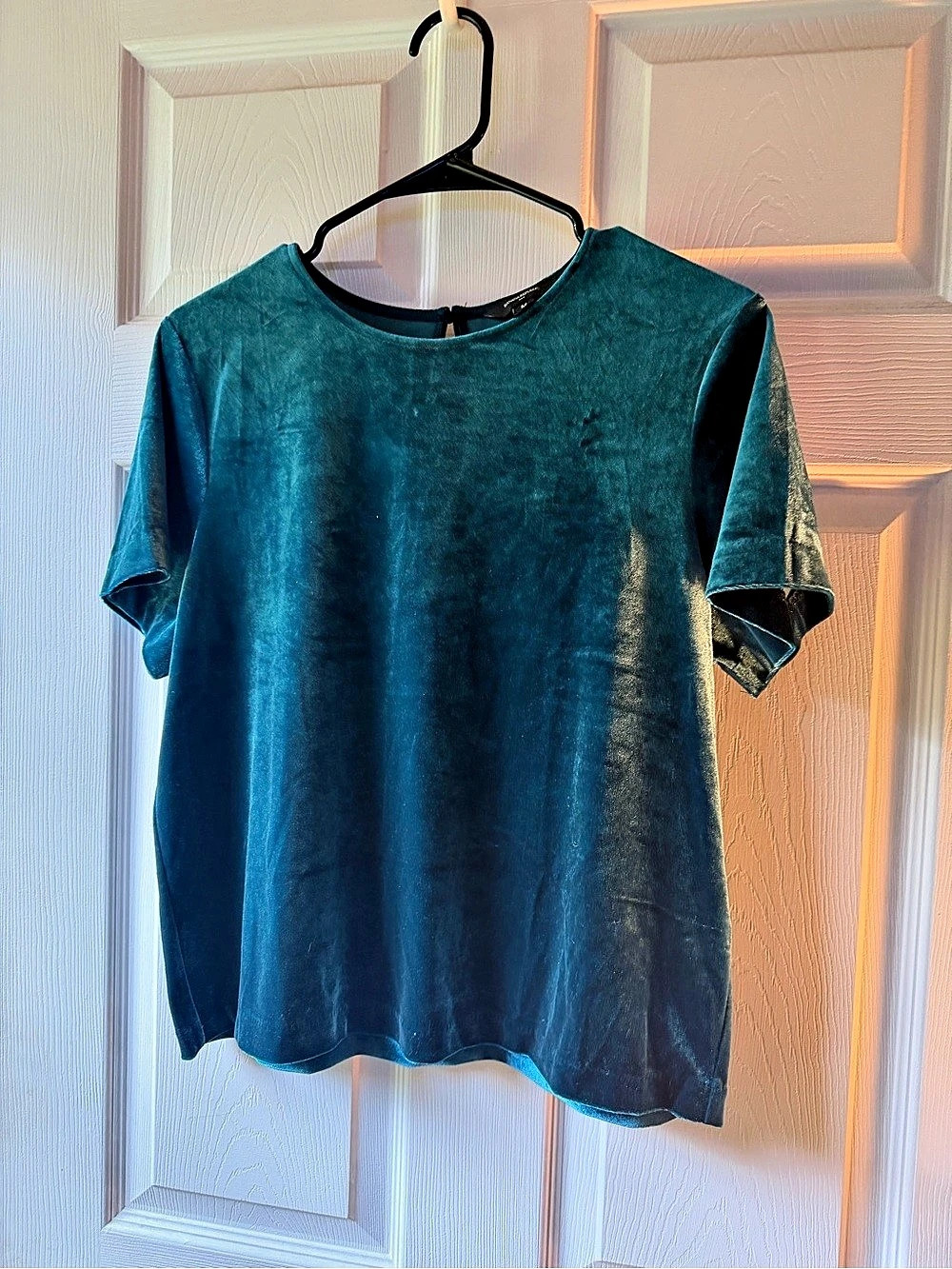 Banana Republic Velvet Short Sleeve Top in Blue Size Medium